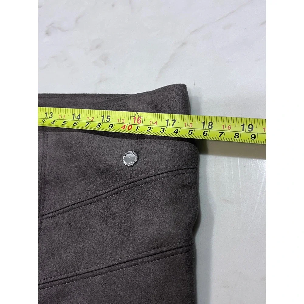 Marc New York Women's Faux Suede‎ Pants Size L Wide Leg Brown Career Business